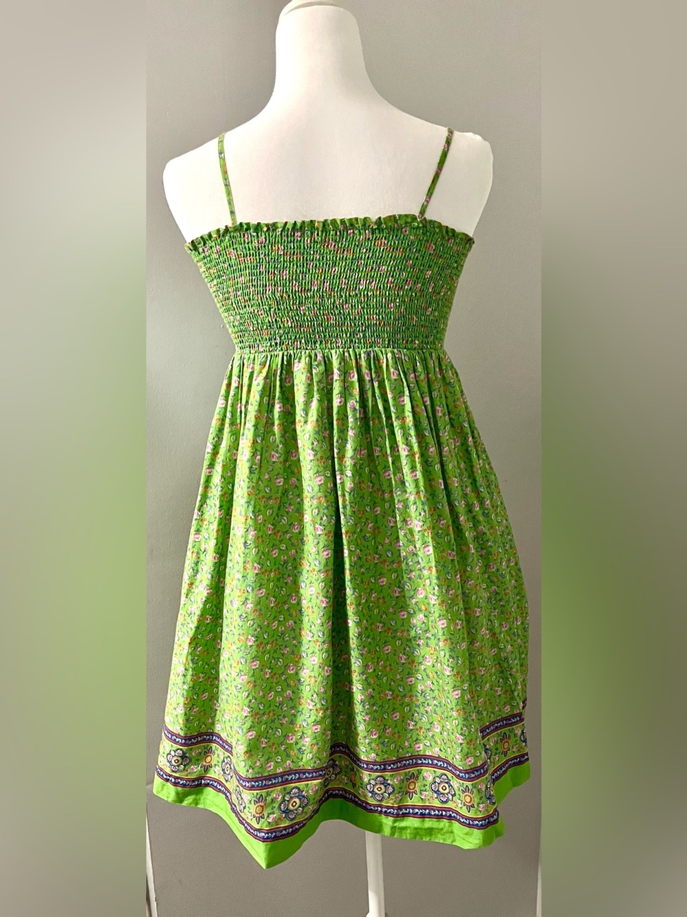 Ralph Lauren Smocked Bodice Green Floral Kids Dress